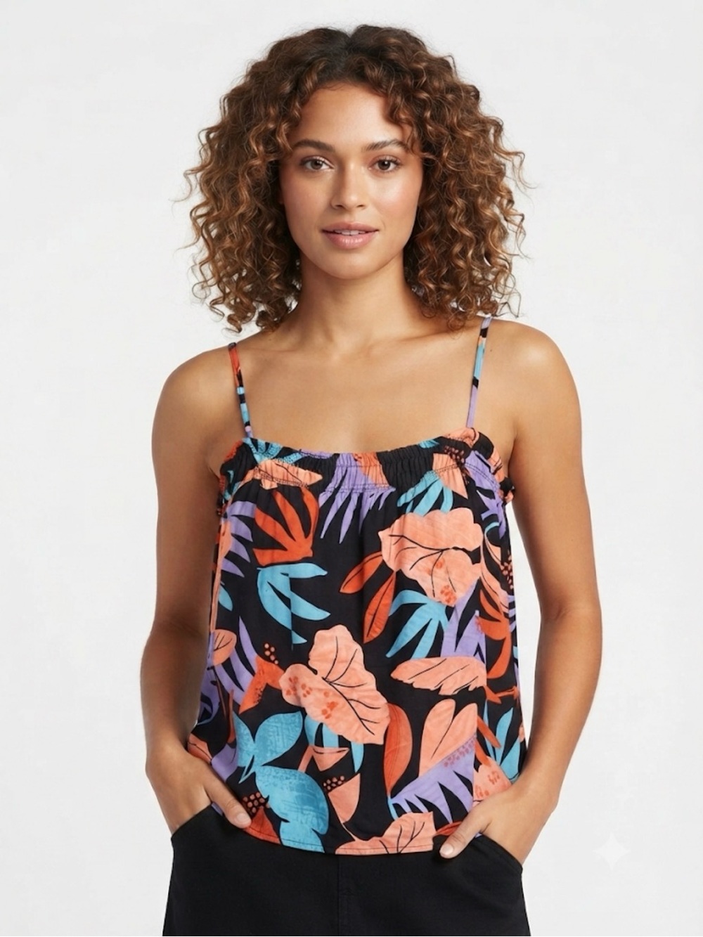 Refinery 29 Colorful Tropical Floral Tank Top